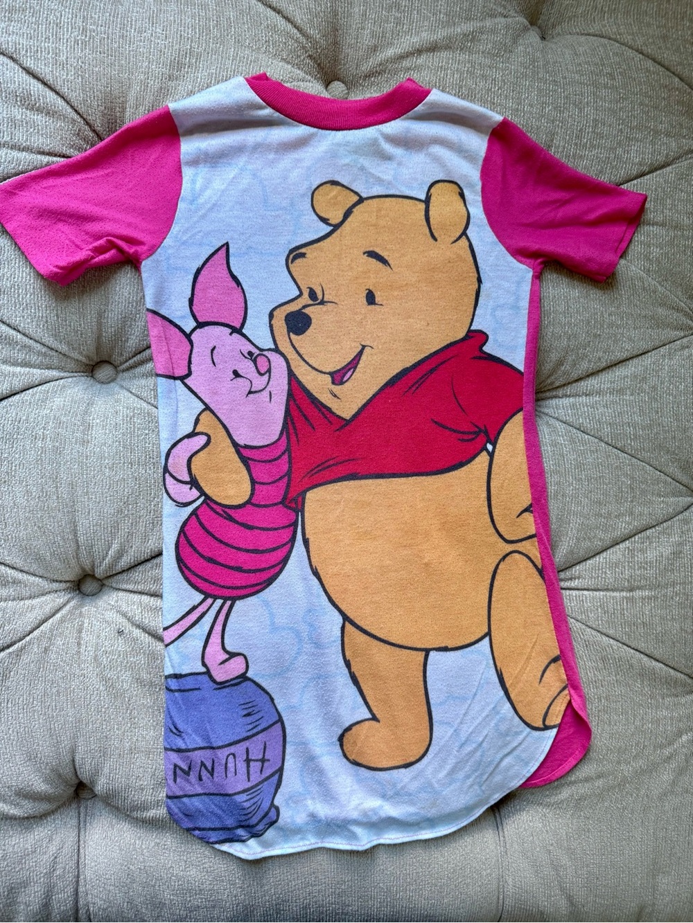 Vintage Winnie The Pooh Piglet Nightgown Sleep Shirt Disney Size S 4/6 Pink
